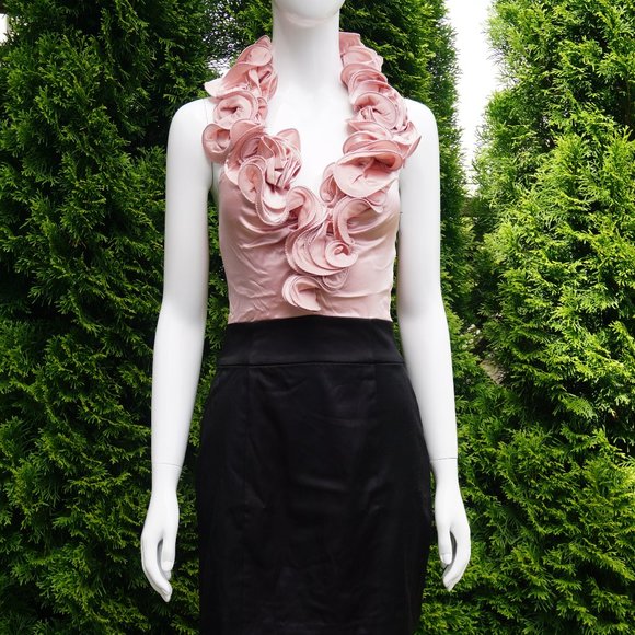 Bebe 3D Ruffle Flower V-Neck Dress - Picture 1 of 4